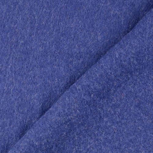 Wollfleece Meterware uni & meliert - Wollstoff Mantelstoff - Wollpullover nähen, weiche Wolle Stoff - 100% Schurwolle/Wolle *Ab 50cm, Farbe: 007 d.blau mel.