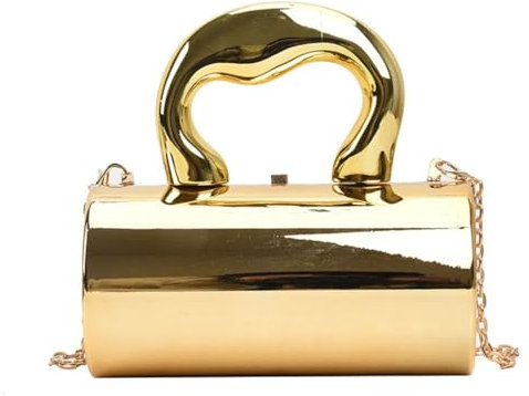 YENVWG Stilvolle Zylindertasche aus Acryl mit Kettenriemen, vielseitige Schultertasche und Handtasche, gold