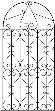 Regent Scroll Tall Bow Top Metal Garden Gate galvanised Wrought Iron Style Swing (1067mm Gap x 1905mm High RBZP44)