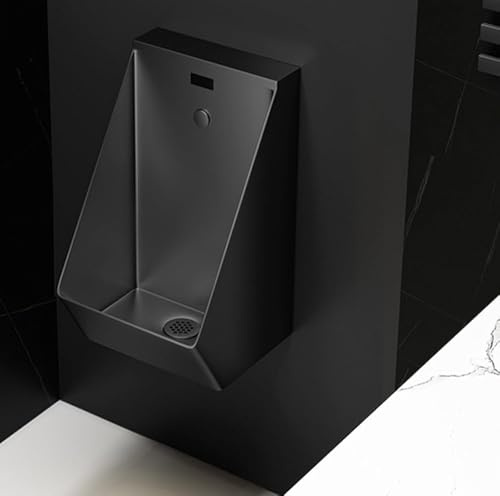 Urinal aus 304 Edelstahl, Bar-Herren-Urinal, wandmontiertes Urinal, intelligenter Sensor, Spülung, männliches Urinal (Farbe: Schwarz)