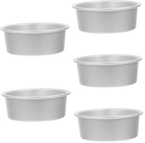 Amosfun Mini Moldes De Aluminio 5 Moldes Redondos Antiadherentes Para Pasteles y Tartas 5 Pulgadas De Diámetro