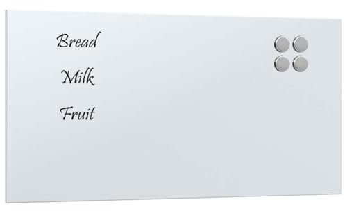 vidaXL Magnettafel Wandmontage Weiß 60x30 cm Hartglas, Glastafel, Wand Magnettafel, magnetische Kreidetafel, magnetische Tafel, Schreibtafel