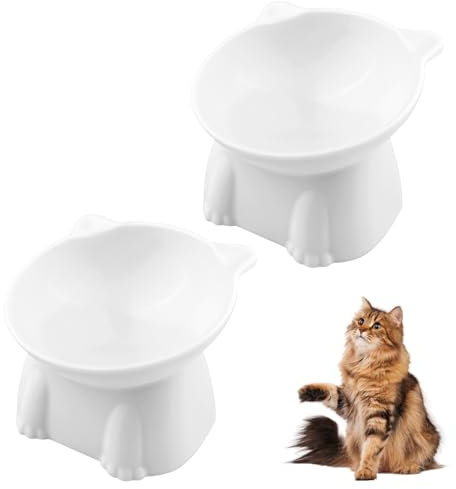 Legpador 2 Pièces Gamelle Surelevee pour Chat, Gamelles pour Chats Surelevees pour Nourriture et Eau, pour Les Animaux de Compagnie(Blanc)