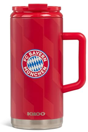 IGLOO boccale di birra da 1 litro - FC Bayern München - articolo ufficiale del tifoso - bottiglia termica rossa, thermos in acciaio inossidabile con il logo del club
