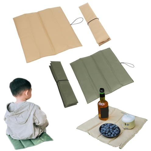 ZHYUAN2 STK Sitzkissen,Sitzkissen Outdoor,Outdoor Thermo Sitzmatte,Faltbares Outdoor-Sitzkissen,Hitzebeständige Outdoor-Sitzkissen,Tragbar Sitzkissen Outdoor für Outdoor,Reisen(Khaki,Militärgrün)