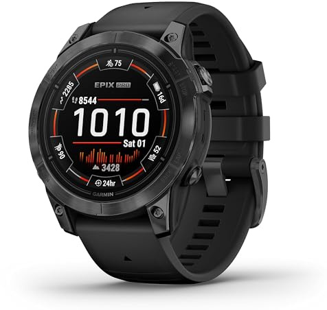 Garmin epix Pro (Gen 2) 47mm, Smartwatch, Display AMOLED 1,3, Touchscreen, Torcia LED, Cardio 5th Gen, +30 Sport, GNSS multi-band, Mappe, Autonomia 16 giorni (Slate & Black) (Ricondizionato)