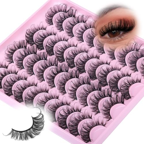 Lvmixwig 20 Paar Flauschige Katzenauge 10D Volumen Faux Nerz Streifen 22MM Russische Wispy