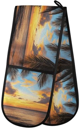 Quteprint Maniques doubles de cuisine matelassées, résistantes à la chaleur, 17,8 x 88,9 cm de long, pour pâtisserie, barbecue, barbecue et micro-ondes – Lavable en machine avec boucle de suspension
