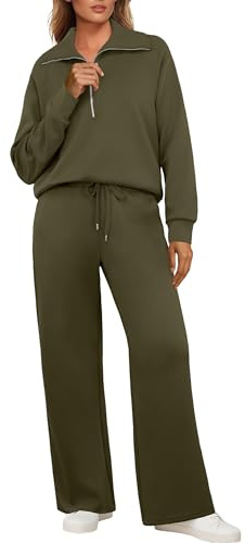GRECERELLE Tracksuit Womens Full Set Autumn Lounge Wear Sets for Women Activewear Two Piece Outfits Long Sleeve Half Zip Casual Pullover Tops and Jogging Bottoms with Pockets