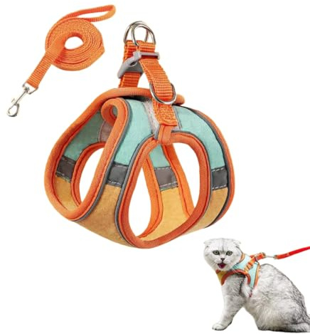 KEWUF Arnes para Gatos Antiescape, Arnés Gato Ajustable, Suave y Transpirable Correa para Caminar, Entrenar, Gato Pequeño y Mediano(M, Peso recomendado: 2-4 kg)