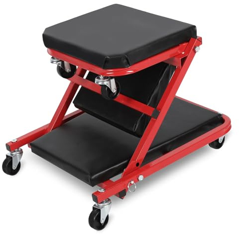 Vkechh 2 in1 Montagerollbrett, Werkstatt Rollbrett bis 150kg, Werkstatthocker Montageliege mit 360° Rollen, Werkstattliege und Rollsitz, Sitz- und Liegefunktion für Autoreparatur