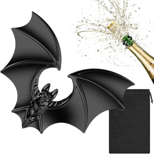 Schwarz Fledermaus Flaschenöffner, Halloween deko zubehör, flaschenöffner lustig, Personalisierte Geschenke Männer, bierzähler flaschenöffner mit Geschenktüte, Geschenk für Papa, Freund