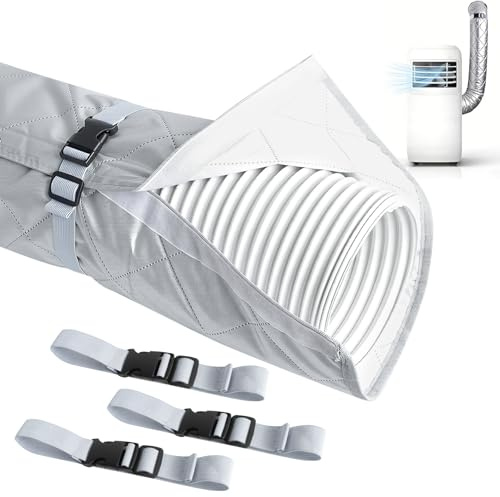 Slangskydd för bärbara luftkonditioneringar 150 x 50 cm, Frånluftsslangisolering för 12,7–15 cm klimatslang, Klimatslangisolering med 3 band Tvättbar isolering Frånluftsslang Klimatapparat