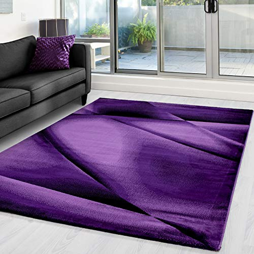 Carpettex Teppich Wohnzimmer Kurzflor 160 x 230 cm Modern Abstrakt Design Lila - Teppich Schlafzimmer Weich Flauschig Waschbar Küchenteppich - Esszimmer Kinderzimmer Flur Teppich Wohnzimmerteppich