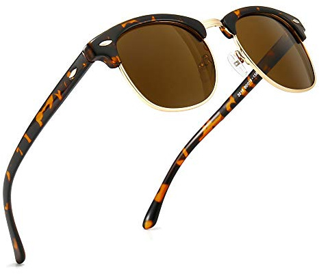 SUNGAIT Retro Runde Halbrandlos Polarisierte Sonnenbrille UV-Schutz für Männer/Frauen-SGT016