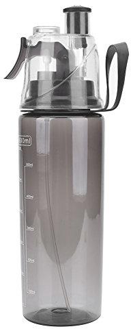 Tbest sprayvattenflaska, sprayvattenflaska, sportspraydimma klämflaska, transparent, 600 ml plast fitnessflaska, vattensprayflaska, sportflaska för fitness, utomhus, skola, dricka (svart)