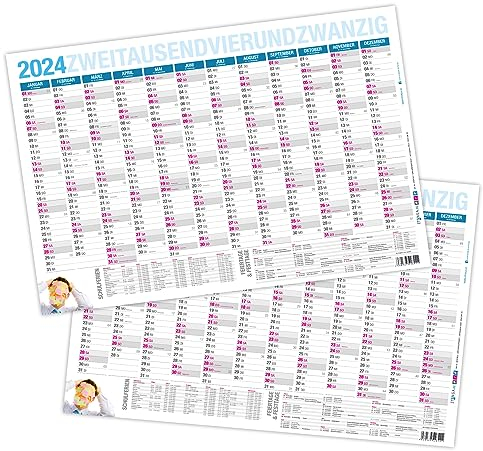 itenga Jahresplaner 2026 Tafelkalender Wandkalender DIN A4 stabile Ausführung Kalenderjahr