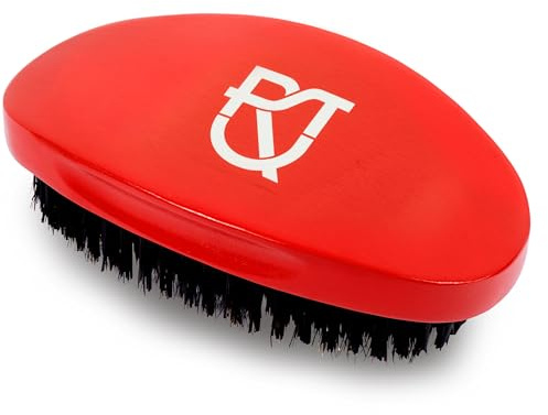Roman-T Premium Hard 360 Wave Brush – Reinforced Nylon and Boar Bristle Wave Brush with Contoured Wood Base – Includes Handsome Presentation Storage Box