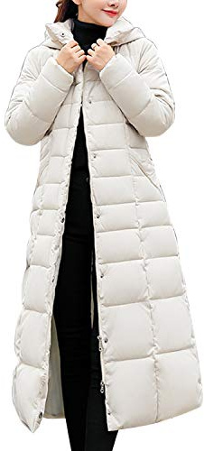 LAEMILIA Manteaux Duvet Femme Doudoune Longue à Capuche Fausse Fourrure Veste Chaud HiverBlancEU 40(Tour de poitrine101cm)