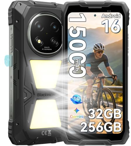 Blackview Outdoor Handy ohne Vertrag, Android 16, 5G, 15000mAh, IP69K