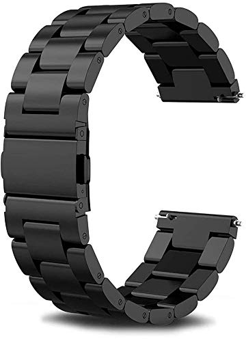 SUNDAREE Kompatibel mit Armband Garmin Vívoactive 6 5 3/Venu/Sq 2/Vívomove 3 Trend/Forerunner 245 645 Music 165,20MM Schwarz Herren Metallarmband Edelstahl Uhrenarmband Metall Uhrband