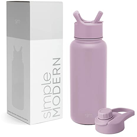 Simple Modern Trinkflasche mit Strohhalm und Chug-Deckel | Wasserflasche Edelstahl Isolierte für den Sport Fitnessstudio | Summit | 950ml | Lavender Mist