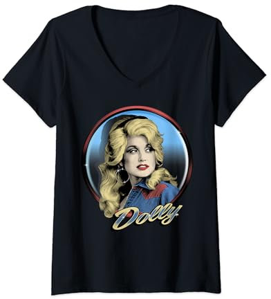 Femme Dolly Parton Western T-Shirt avec Col en V