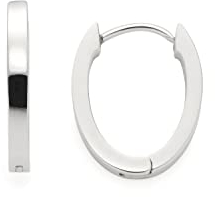 JEWELS BY LEONARDO Ronia Beauty's Ohrringe aus Edelstahl 1 Paar, silberfarbene ovale Creolen mit eckigem Profil, mittelgroße Klapp-Creolen, Damenschmuck, 022147