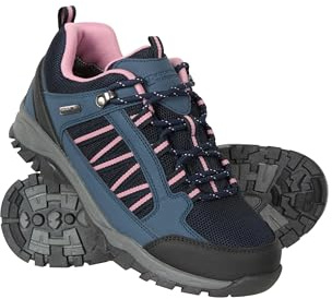 Mountain Warehouse Path Waterproof Womens Walking Shoes - Breathable Ladies Shoe, High Traction Sole Hiking Footwear - for Spring Summer, Trekking Navy Adult Shoe Size 5