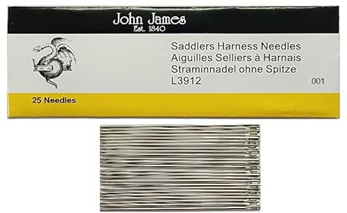 Stitchtight - John James Saddlers - Agujas de arnés estilo L3912 utilizadas para trabajos de artesanía de cuero cosido a mano (L3912 tamaño 001)