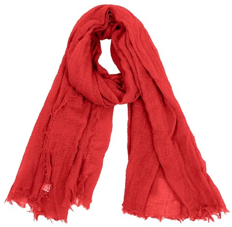 Van Der Rich ® - Foulard Echarpe Froissé Cache Cou Homme Femme (45-Rouge, TU)