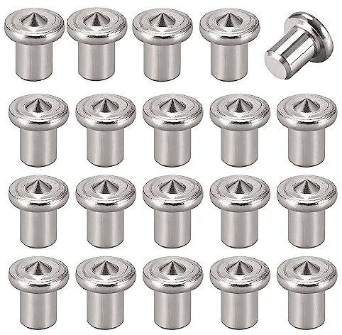 SKYPRO Set di 20 perni centrali per la lavorazione del legno, per lavori artigianali, in acciaio, perni di centraggio, per il trasferimento (6 mm)