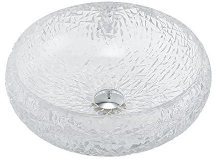 HESIEU Badezimmer-Waschbecken, Glas-Waschbecken, über der Theke, Badezimmer-Waschbecken, transparente Schüssel, Badezimmer-Waschtisch-Waschbecken mit Abfluss-Kombination, 16,14 x 16,14 x 5,51 Zoll