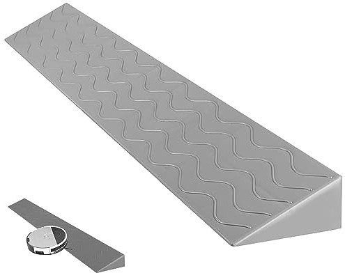 Tragbare Schwellenrampen, Türschwellenrampen, Rollstuhlrampe Tragbare Innen-Kehrroboter-Türschwellenrampe, 1 cm - 10,5 cm Hohe, rutschfeste, Solide Bordsteinrampe (Color : Grau, Size : 100x12x5cm/39
