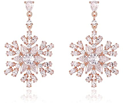 EVER FAITH Damen Zirkonia Winter Schneeflocke baumeln Ohrringe Weihnachtsschmuck Geschenk klar