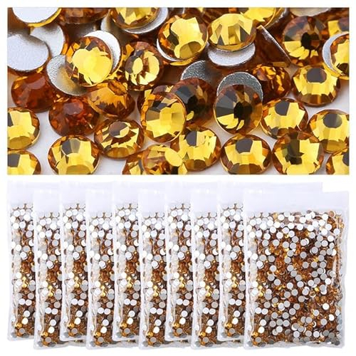 in großen Mengen Strasssteine für Kleidung, DIY, flache Rückseite, Diamant-Nagel-Strassdekorationen, Kristalle, AB-Glitzer, Gesichtskunst, Stein, Goldgelb, SS16 x 10 Beutel