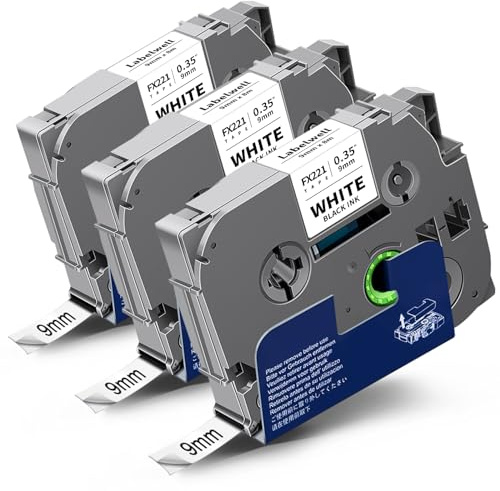 3x Labelwell kompatibel Flexibel Schriftband für Brother TZe-FX221 9mm x 8m Schwarz auf Weiß Laminiert TZ-FX221 TZeFX221 Flexitape für Brother P-touch PT-H107B H105 H100LB E100 D200 D210 H100R 1000