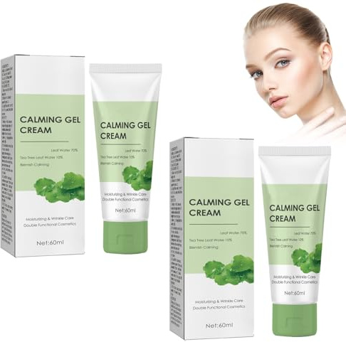 2 Pezzi Centella Calming Gel Cream, Crema Viso Acido Ialuronico Antirughe Con Centella Asiatica e Niacinamide, Crema Lenitiva con Nutriente ed Illuminante, Day&Night Cream per Donna e Uomo
