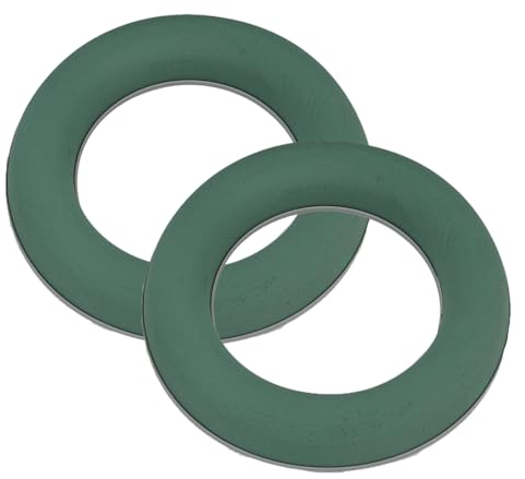 Oasis® Hobby Frisch Steckschaum-Ring, 3,5 x 25 cm Ø, innen: 16,2 cm Ø, 2 Stück - Blumensteckschaum, Steckmasse, Steckmoos Kranz zum Gestalten von Blumendekorationen, wie Adventskränzen, UVM.