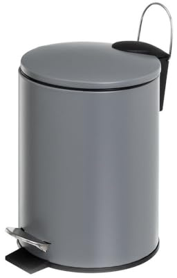 Papelera de baño de Pedal Redonda de 3 litros de Metal Gris Oscuro Mate
