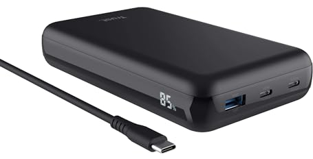 Trust Laro 100W Laptop Power Bank Fast Charging 20000mAh, 2x USB-C 1x USB-A Portable Power Station, PD Powerbank Battery Pack Portable Charger iPhone iPad Steam Deck Tablet MacBook Dell HP Asus