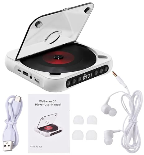 Kavolet Tragbarer CD-Player Walkman BT-Musik-Player, CD-Spieler mit staubdichter Abdeckung, Inklusive Kopfhörer, 6 Modi, AB-Wiederholungstimer, Fernbedienung, Externe Wiedergabefunktion