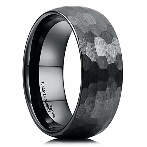 King Will 6mm/8mm Wolframkarbid-Trauring für Herren & Damen - Geschmiedeter Ring in Schwarz/Silber/Gold/Braun mit matter Bürstenoptik, Comfort Fit