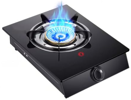 Cuisinière À Gaz 1 Brûleur, Cuisinière À Gaz 4,2 KW, Cuisinière De Conversion Gaz/gaz GPL, Support De Casserole En Fonte De Verre Trempé, Avec Protection Anti-extinction, For Cuisine À Domicile(NG)