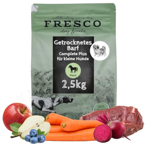 FRESCO Dog TrockenBarf für Hunde Pferd 2,5kg | 100% frisch | Barf Complete | Für kleine Hunde | Hypoallergen, getreidefrei & zuckerfrei | 80% Frischfleisch | BARF Hundefutter trocken ohne Zusätze