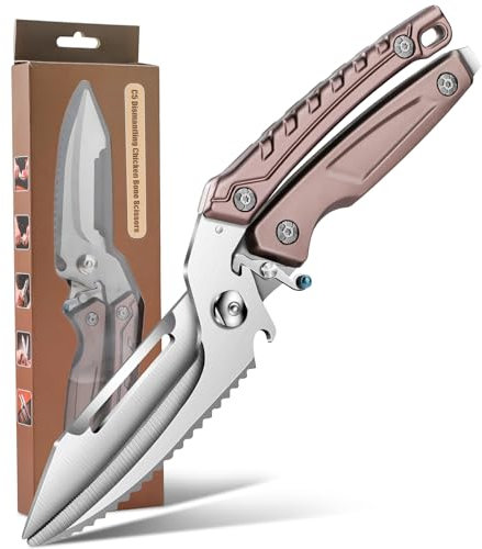 Plys Tijeras Cocina Acero Inoxidable: Profesionales Tijeras para Cortar y Separar Huesos Hogar Tijera para Cortar Carne, Huesos De Pollo, Pescado y Verduras Marrón