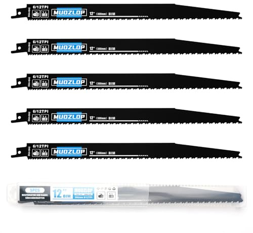 MUOZLOP 5Pack 300mm 6/12TPI Säbelsägeblätter Set für Holz | Sägeblätter für Säbelsäge.Bietet präzises, glattes und gerades Schneiden(5, 6/12TPI 300mm)