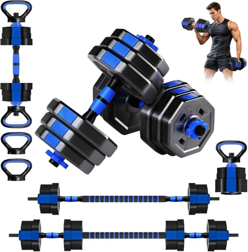 HCT STYLE Hantelset 30KG 4 in 1 mit Kurzhantel und Langhantel