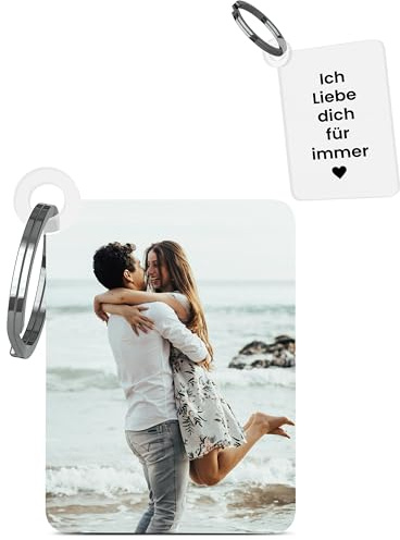 Meinearmbänder Personalisierter Schlüsselanhänger mit Farbfoto und Gravur Geschenk für Papa Partner Vater oder Kinder