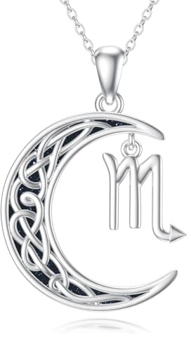 PROESS Sternzeichen Skorpion Halskette 925 Sterling Silber 12 Sternbilder Anhänger Horoskop Zeichen Halsketten Schmuck Geschenke für Frauen Männer